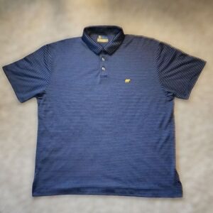 ​Jack Nicklaus Polo Golf XL Tall Navy Blue Stripe Shirt Golden Bear